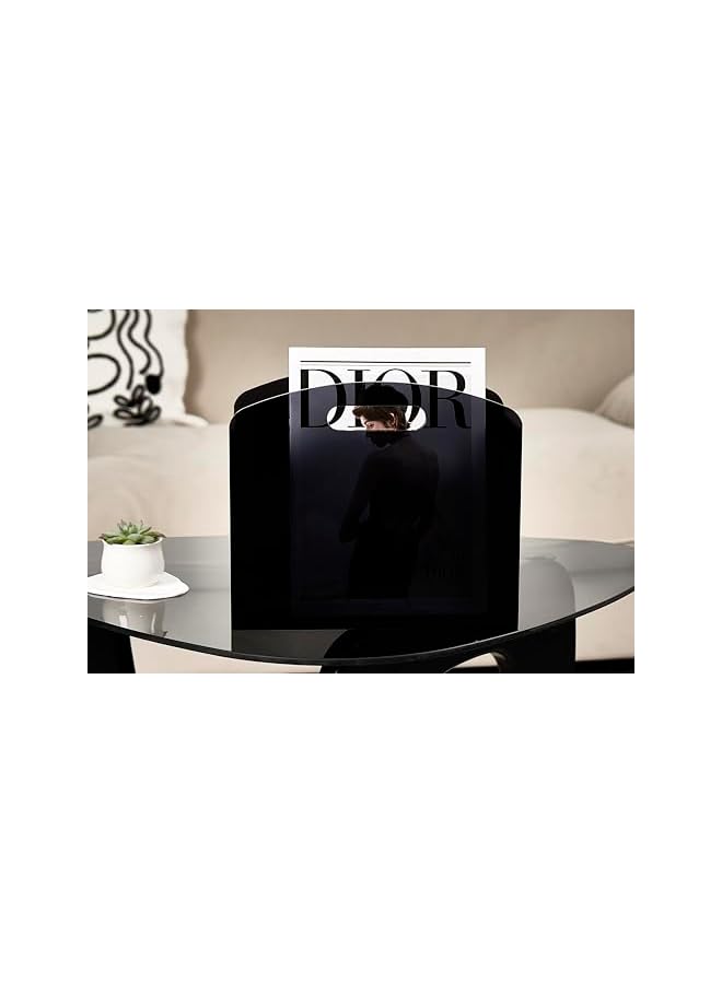 The Bros Acrylic Magazine Holder, Newspaper Holder with Handles, Modern Translucent Lucite and Book Basket Box for Bathroom, Bedroom, Living Room  - Image 2