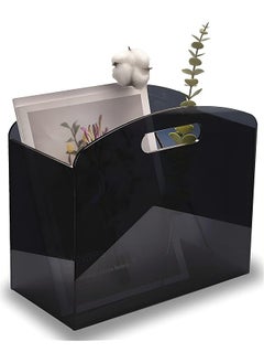 The Bros Acrylic Magazine Holder, Newspaper Holder with Handles, Modern Translucent Lucite and Book Basket Box for Bathroom, Bedroom, Living Room  - Image 1