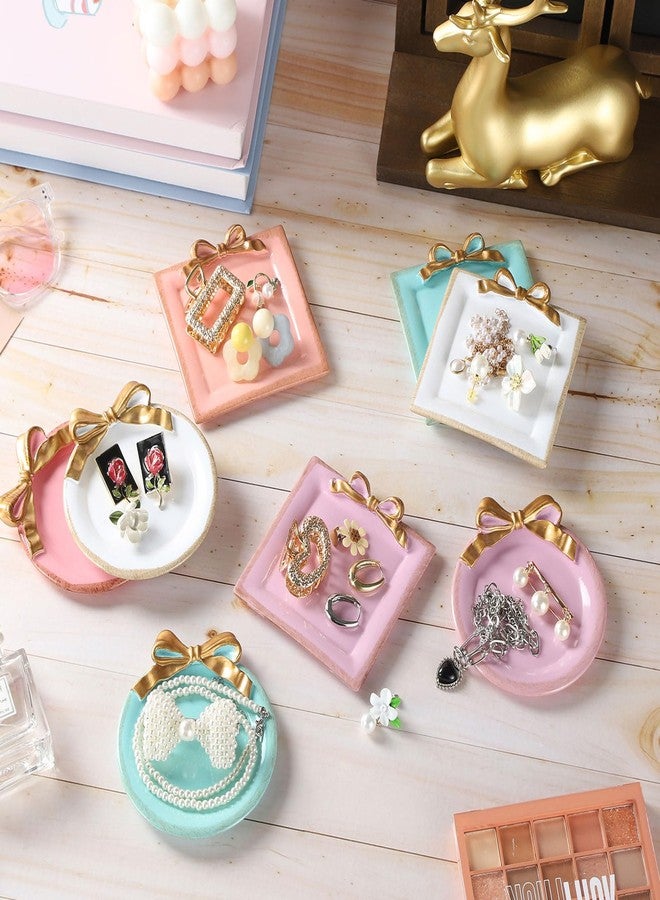 IBWell 4 Inch Jewelry Tray for Home Decor Vintage Bow-Knot Trinket Dish for Bedroom Vintage Square Vanity Tray for Dresser White Jewelry Dish Tray for Rings Bracelets Earrings - Image 4