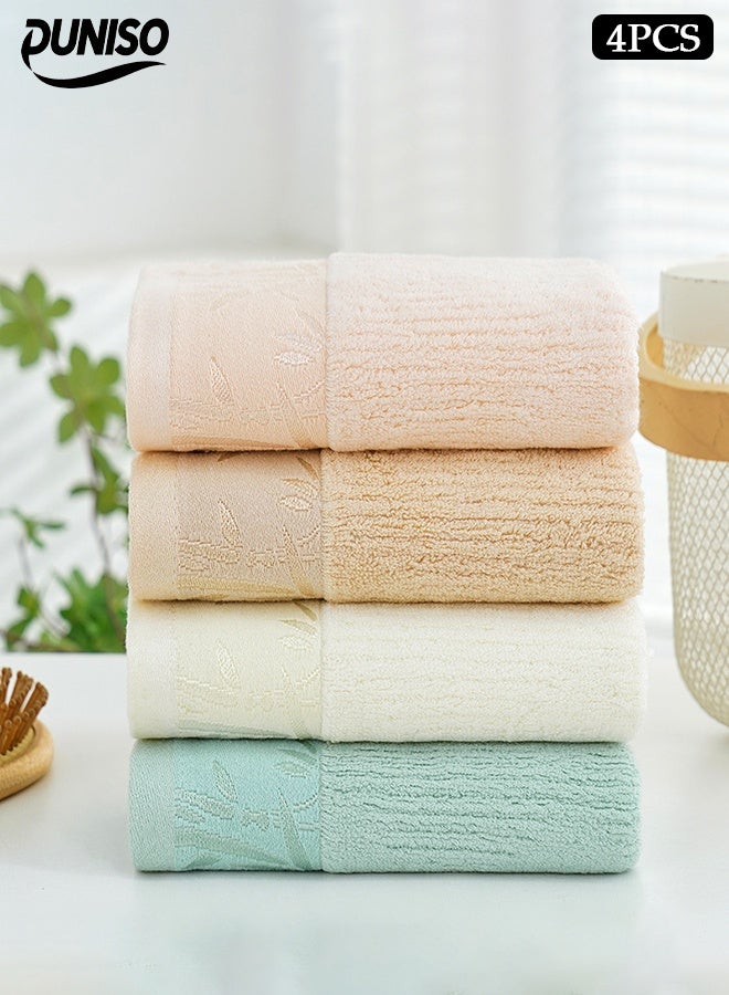 DUNISO 4 Pcs Hand Towels，Cotton Face Towels,Combed Cotton Bath Towels，Quick Dry Highly Absorbent Soft High Quality，for Bathing, Hands,Face,Gym And Spa，34*74cm，Mint Green/Beige/Cream/Peach Tones - Image 1