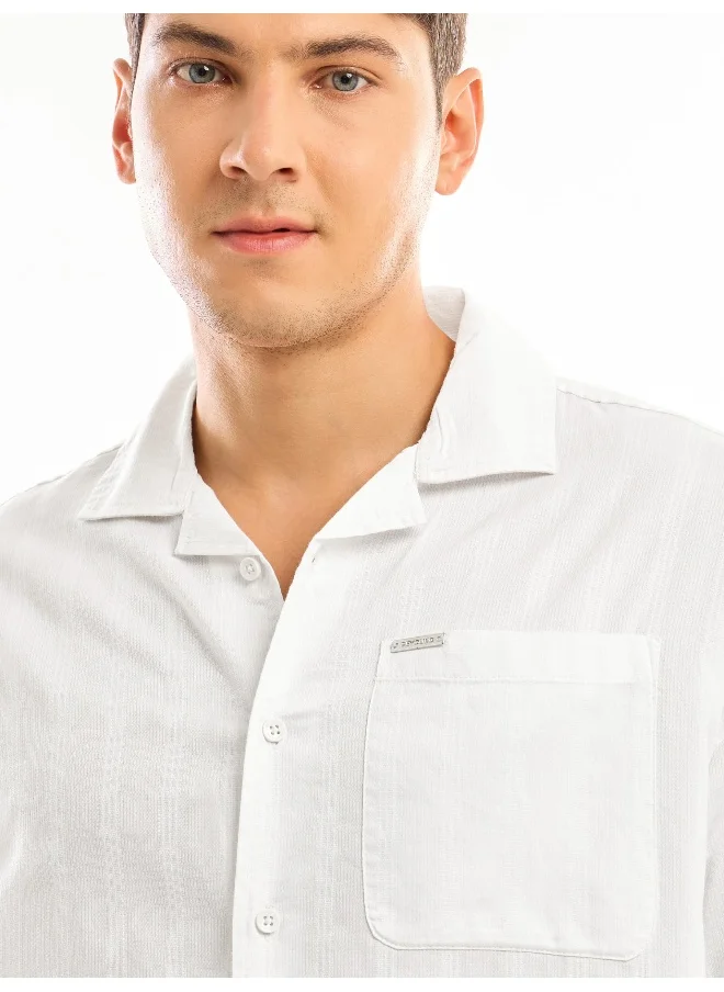 بيونغ White Half Sleeve Cuban Collar Shirt for Men