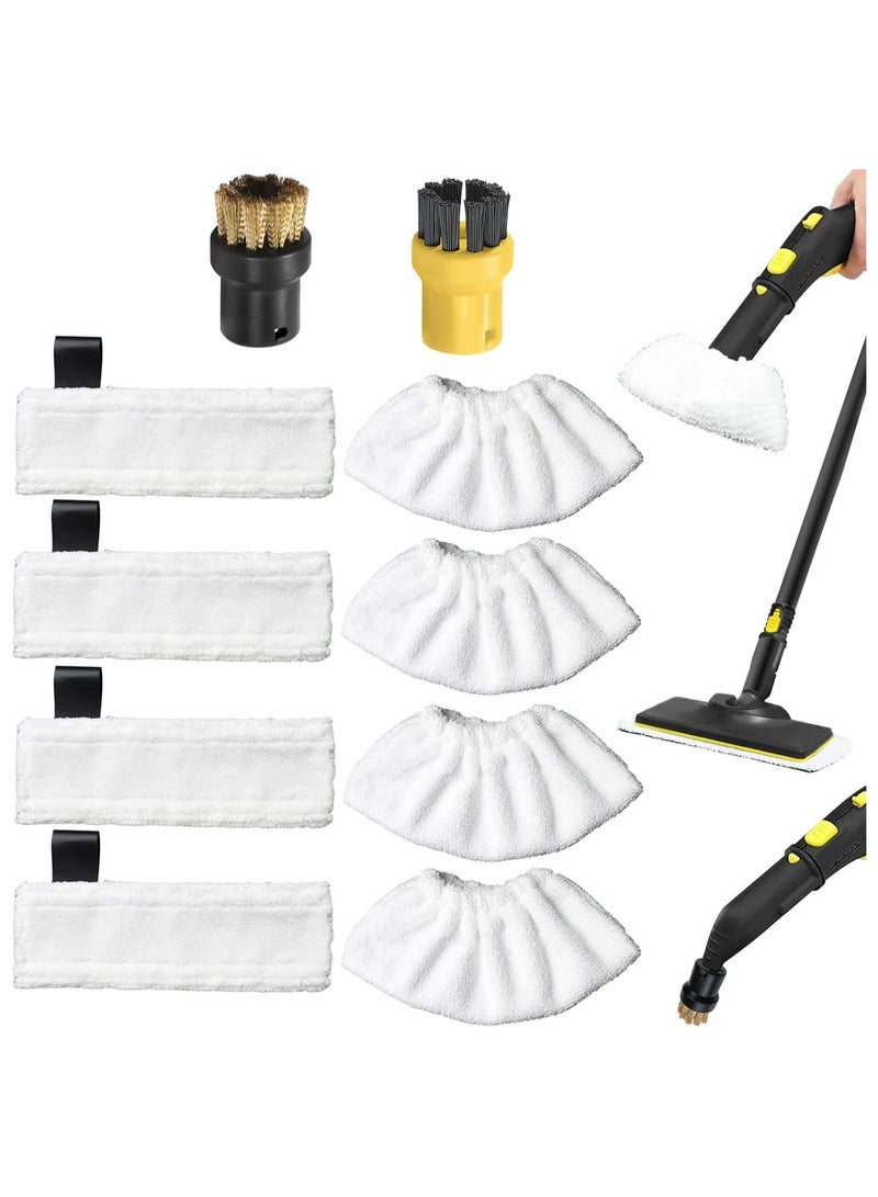 مجموعة من 10 قطع من وسادات التنظيف القماشية البديلة لـ Karcher SC2/SC3/SC4/SC5، وأجزاء ملحقات منظف البخار EasyFix من Karcher SC (4 أغطية فوهات من القماش و4 وسادات تنظيف من الألياف الدقيقة وفرشتان دائريتان) - Image 1