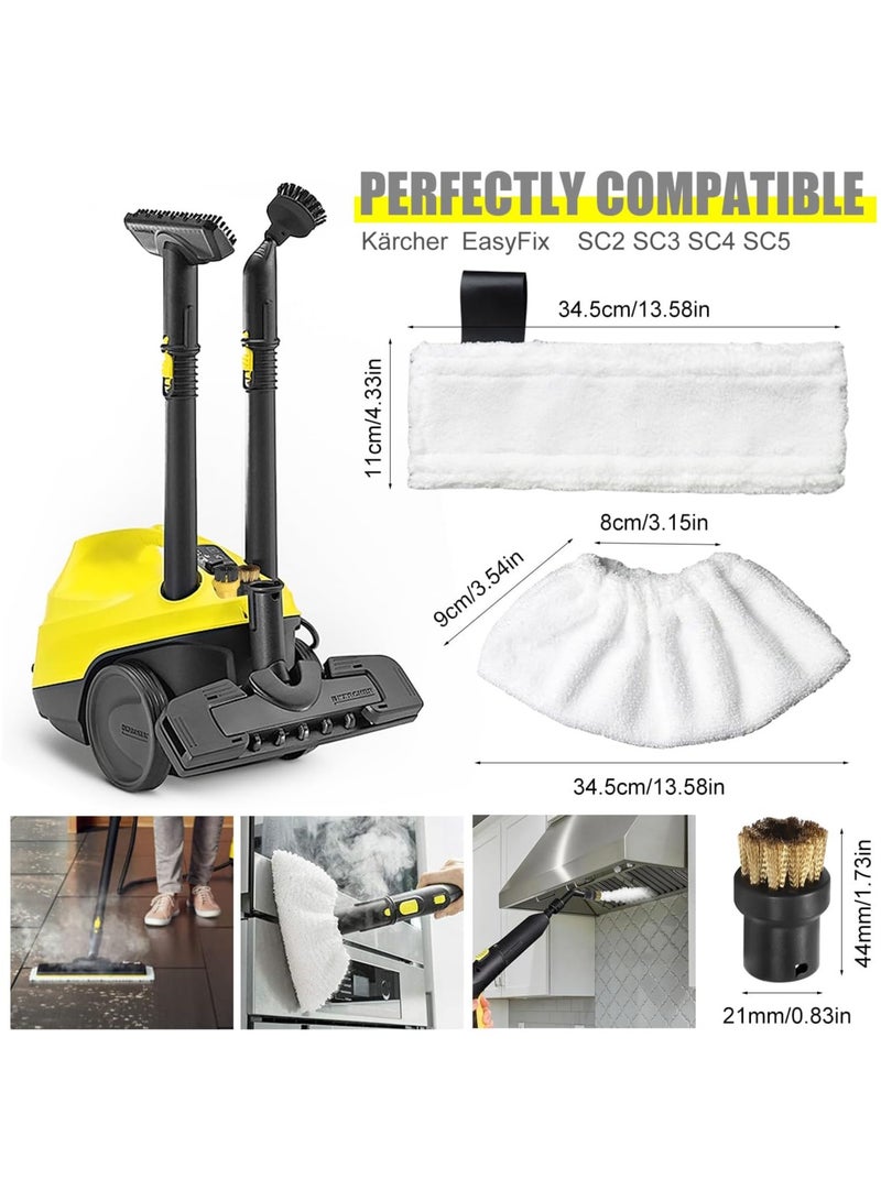 مجموعة من 10 قطع من وسادات التنظيف القماشية البديلة لـ Karcher SC2/SC3/SC4/SC5، وأجزاء ملحقات منظف البخار EasyFix من Karcher SC (4 أغطية فوهات من القماش و4 وسادات تنظيف من الألياف الدقيقة وفرشتان دائريتان) - Image 2