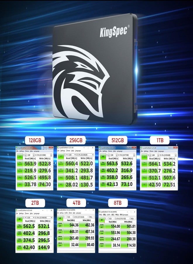 KingSpec 256GB SATA III SSD 6Gb/s, 2.5" SATA SSD with 3D NAND Flash, Internal Solid State Hard Drives, for Laptop and PC Desktop (R/W Speed up to 550/520 MB/s) - Image 3