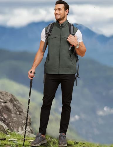 Gihuo Men' s Casual Outdoor Work Lightweight Travel Vest Sleeveless Jackets(Army-XL) - Image 5