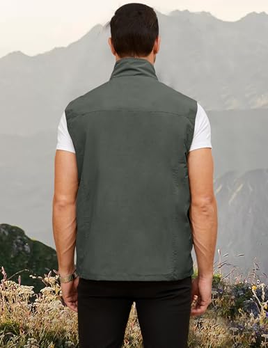 Gihuo Men' s Casual Outdoor Work Lightweight Travel Vest Sleeveless Jackets(Army-XL) - Image 4