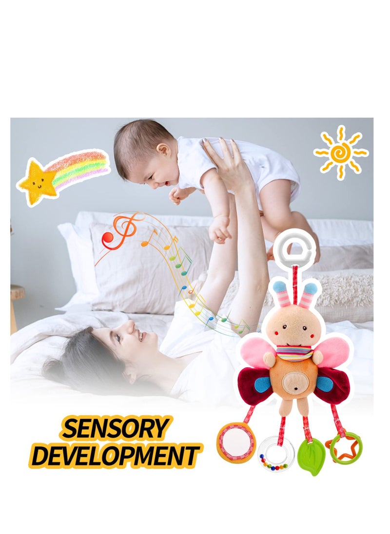Excefore Baby Pram Pushchair Toys Newborn Sensory Soft Plush Early Development Stroller Toys Hanging Toy with Clip-on Pushchair Baby Rattles Toys  - Image 3