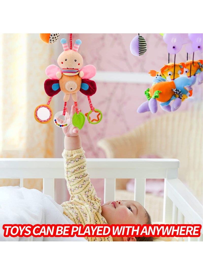 Excefore Baby Pram Pushchair Toys Newborn Sensory Soft Plush Early Development Stroller Toys Hanging Toy with Clip-on Pushchair Baby Rattles Toys  - Image 5