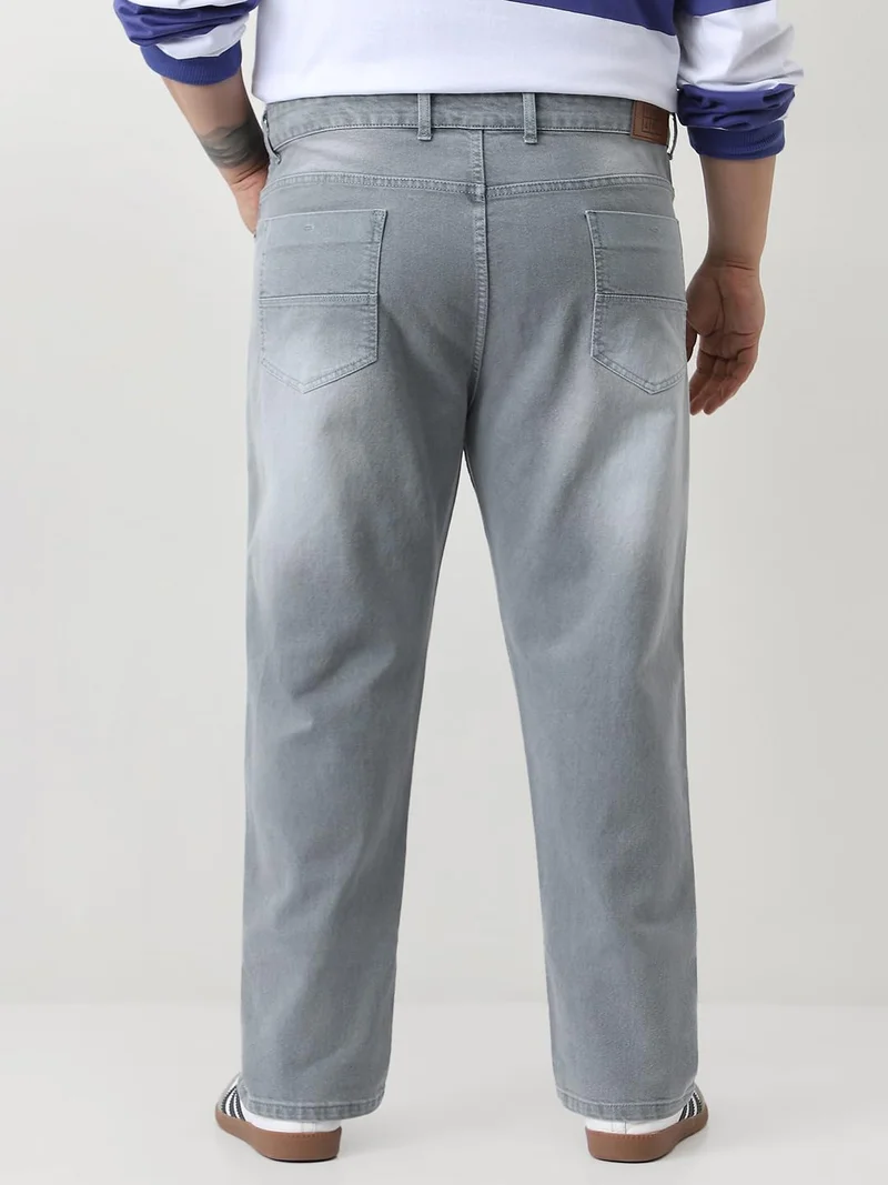 Urbano Fashion  Urbano Plus Men's Light Grey Straight Fit Washed Jeans Stretchable  | Best Price UAE