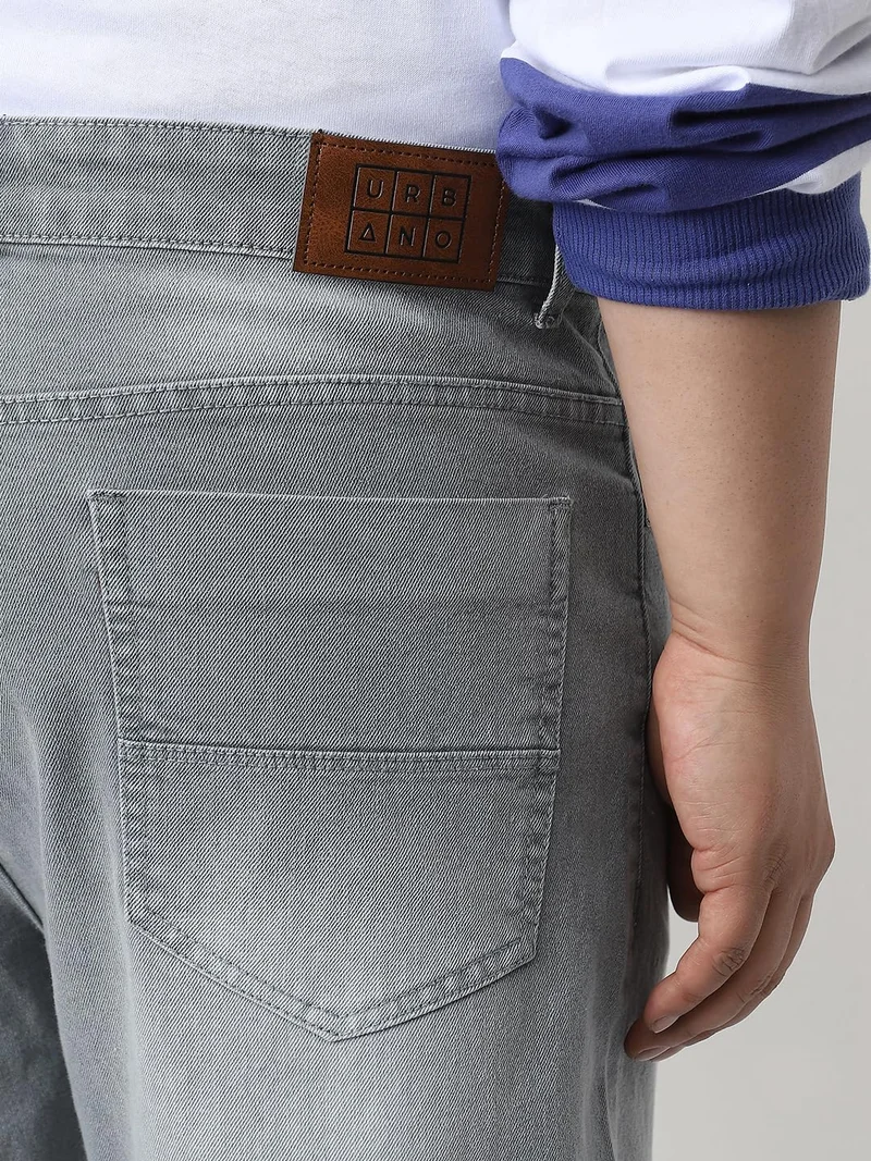 Urbano Fashion  Urbano Plus Men's Light Grey Straight Fit Washed Jeans Stretchable  | Best Price UAE