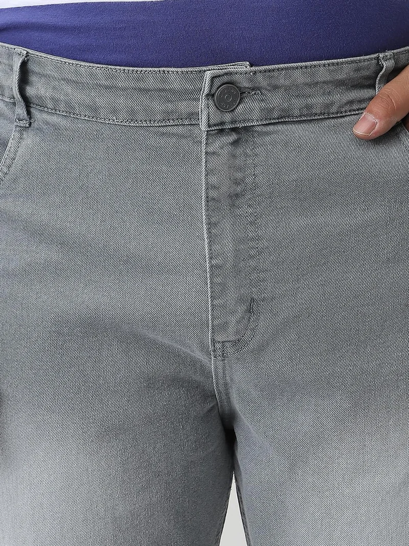Urbano Fashion  Urbano Plus Men's Light Grey Straight Fit Washed Jeans Stretchable  | Best Price UAE