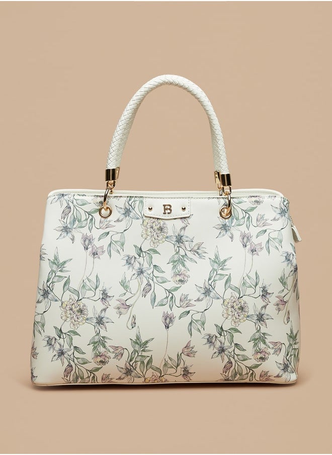 Flora Bella By Shoexpress - Women's Floral Print Tote Bag with Zip Closure and Top Handles - Image 1