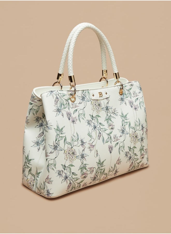 Flora Bella By Shoexpress - Women's Floral Print Tote Bag with Zip Closure and Top Handles - Image 1