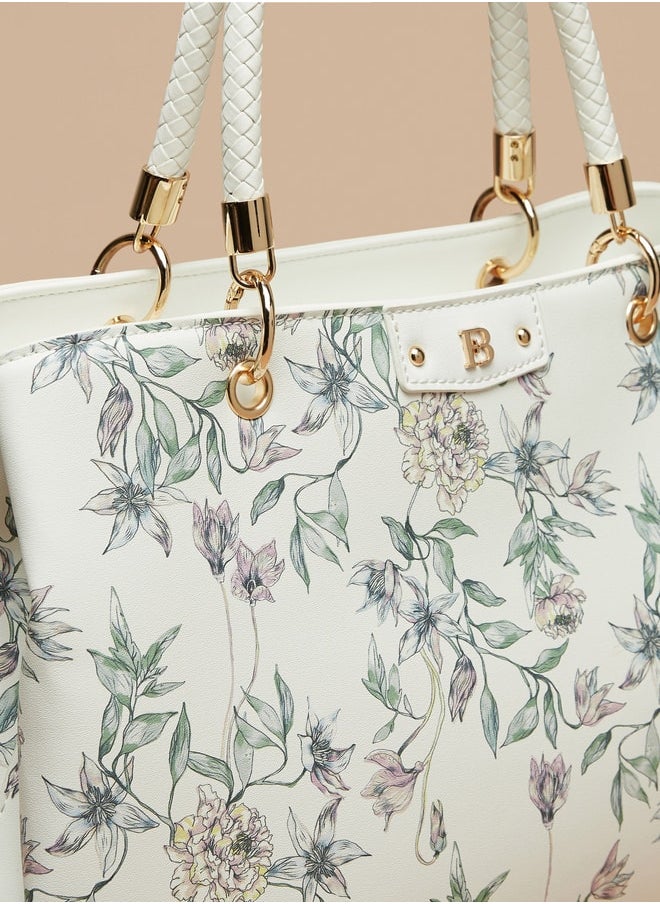 Flora Bella By Shoexpress - Women's Floral Print Tote Bag with Zip Closure and Top Handles - Image 1