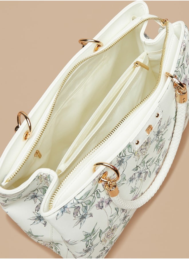 Flora Bella By Shoexpress - Women's Floral Print Tote Bag with Zip Closure and Top Handles - Image 1