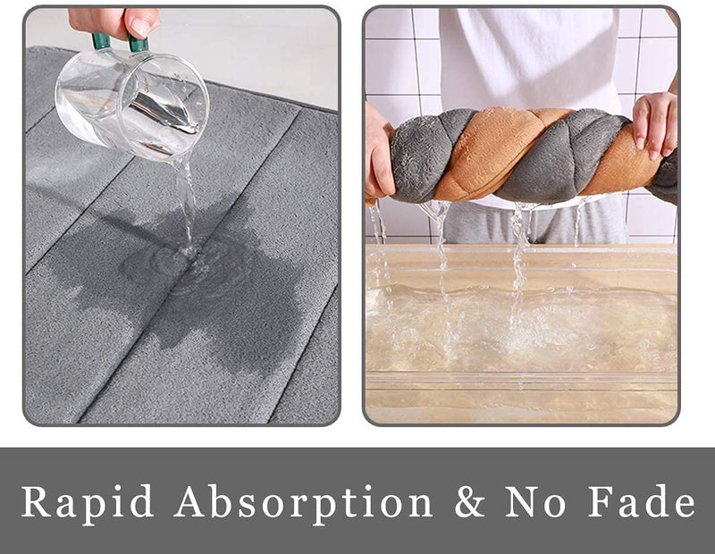 Cartshopper CARTSHOPPER Memory Foam Bathroom Door Mat 80 cm X 50 cm Coral Velvet Super Non-Slip Rapid Water Absorption Soft and Comfortable Easier to Dry Machine Wash Bathroom Mat, Gray - Image 4