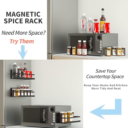 VINATOSLA Magnetic Spice Rack for Refrigerator,Spice Storage Fridge Shelf for Kitchen Organizer,Easy to Use,Drill free (Black, 2 Pack) - Image 4
