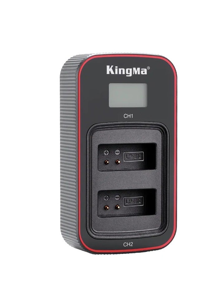 KingMa شاحن بطارية KingMa LP-E12 LP E12 بمنفذ USB LCD مزدوج من النوع C لكاميرا Canon EOS 100D M2 M M50 Mark II M50 M200 M100 M10 - Image 1