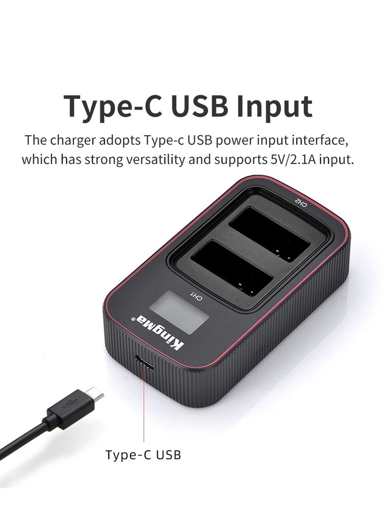 KingMa شاحن بطارية KingMa LP-E12 LP E12 بمنفذ USB LCD مزدوج من النوع C لكاميرا Canon EOS 100D M2 M M50 Mark II M50 M200 M100 M10 - Image 3