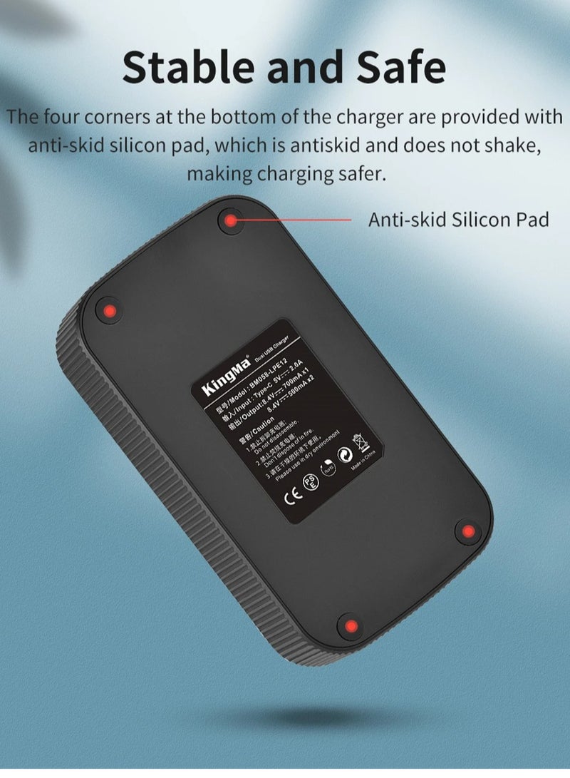 KingMa شاحن بطارية KingMa LP-E12 LP E12 بمنفذ USB LCD مزدوج من النوع C لكاميرا Canon EOS 100D M2 M M50 Mark II M50 M200 M100 M10 - Image 5