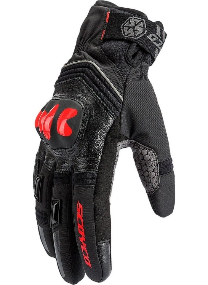 Ebakbak - Motorcycle Gloves Leather and Cordura Reflective Waterproof Special Inner Membrane Resistant Motor Gloves - Image 1