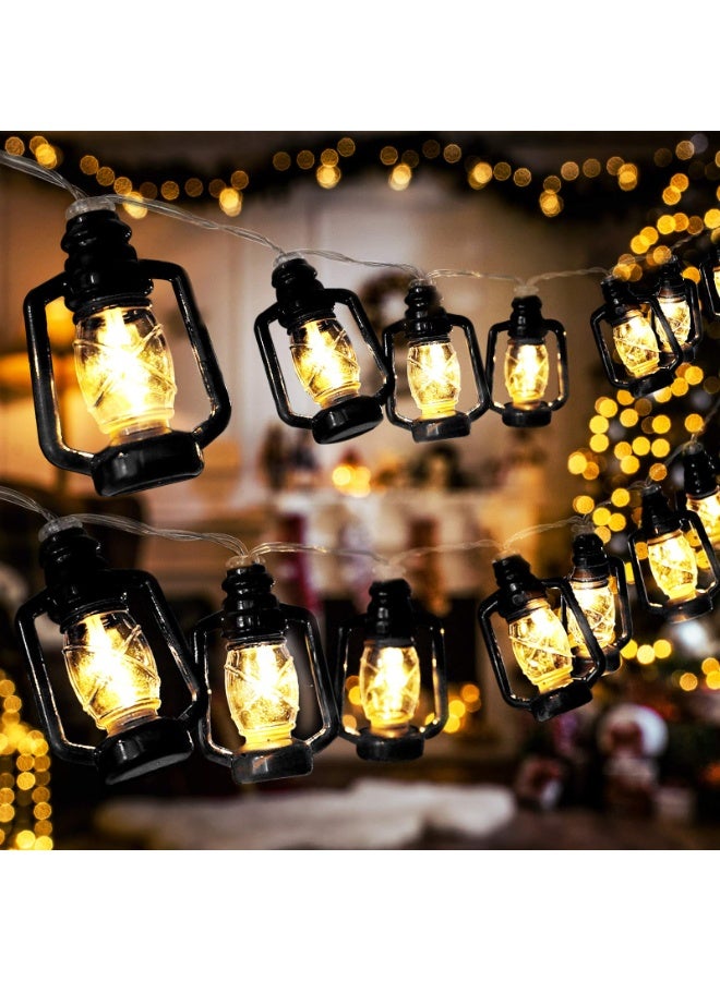 Chielor Ramadan 9.84 ft 20 LEDs Star String Lights, 2 Modes Battery Operated Eid Mubarak Fairy Lights for Ramadan Decoration Eid Decorative Indoor Outdoor Party (Black Lantern Lights) - Image 1