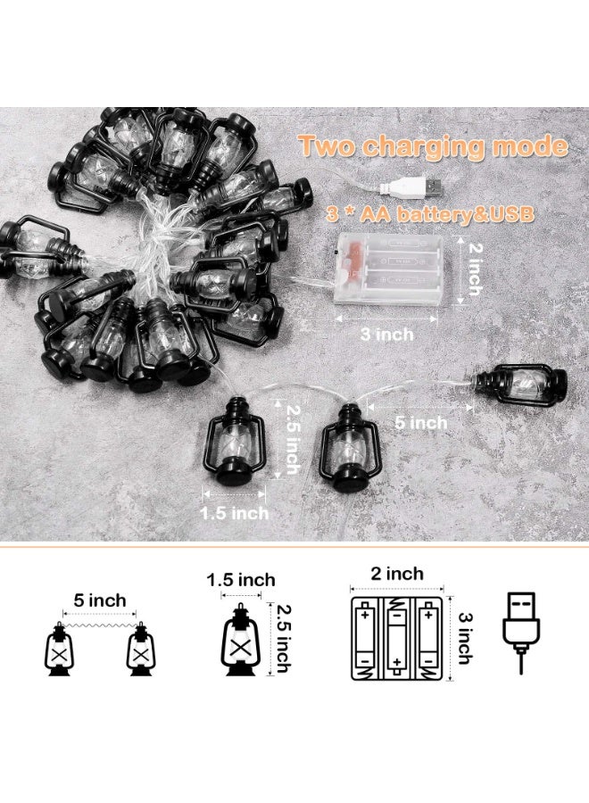 Chielor Ramadan 9.84 ft 20 LEDs Star String Lights, 2 Modes Battery Operated Eid Mubarak Fairy Lights for Ramadan Decoration Eid Decorative Indoor Outdoor Party (Black Lantern Lights) - Image 4