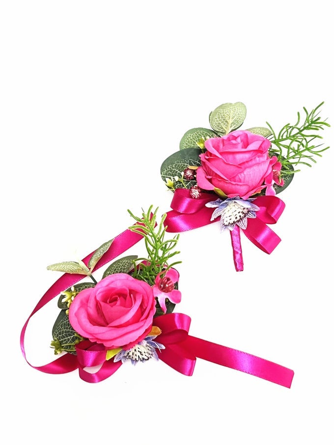 PROM CALLA LILYROSE CORSAGE AND BOUTONNIERE SET ARTIFICIAL ROSE WEDDING CORSAGE FLOWERS PROM PARTY SUIT DECORATION PINK