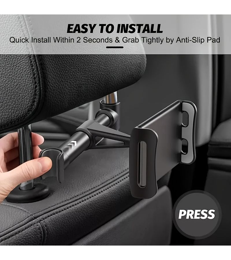 Black Rotatable Car Seat Bracket For Tablet And Phone Hands Free - Image 1