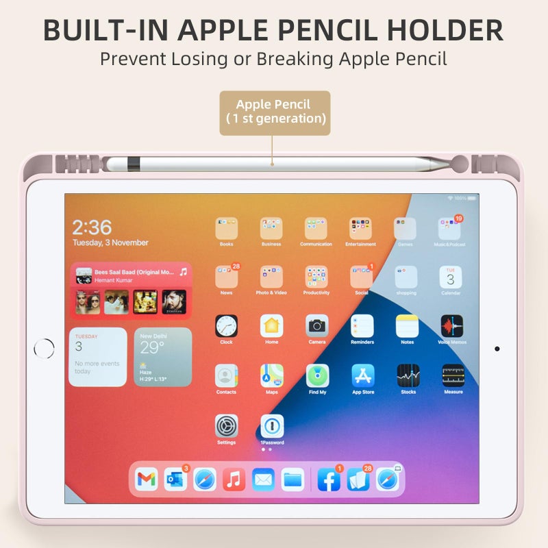 Akkerds Case Compatible with iPad 10.2 Inch 2021/2020/2019, for iPad 9th/8th/7th Generation with Pencil Holder, Protective Cover with Soft TPU Back, Auto Sleep/Wake, Pink - Image 4