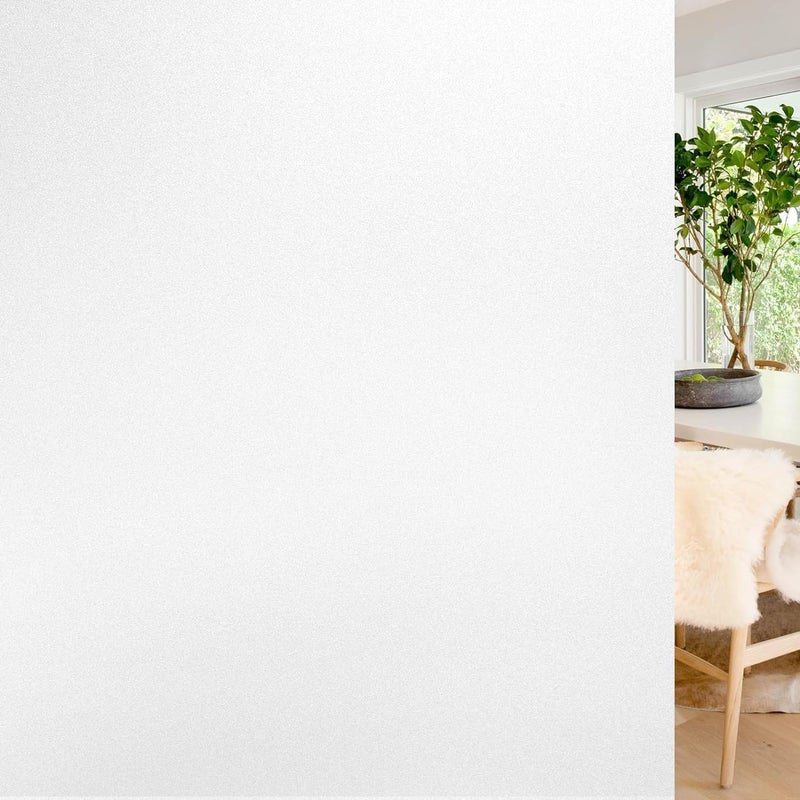 rabbitgoo Window Privacy Film NonAdhesive Frosted Glass Window Film for Bathroom Static Cling Heat Blocking Stickers for Home Indoor Opaque Frosting Coverings House Tint Matte White 295 x 157