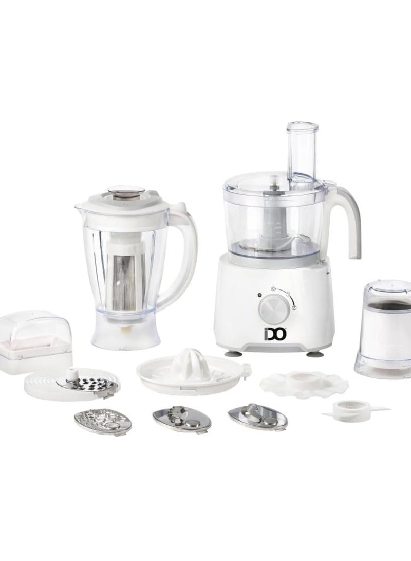 ايدو محضر طعام من ايدو بعدد 25 وظيفة بسرعتين بجهد 1000 بلون أبيض موديل FP1000-WH، 1000.0 واط - Image 1