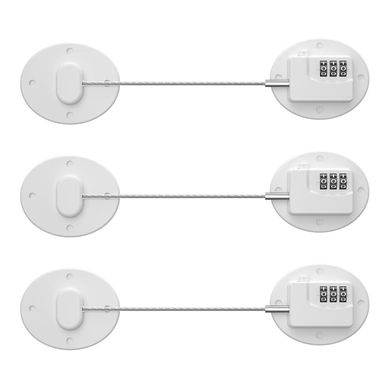 Rofio Refrigerator Lock - Heavy Duty Combination Fridge Lock, Child Proof Cabinet Locks,No Keys Needed(White- 3 Pack) - Image 1
