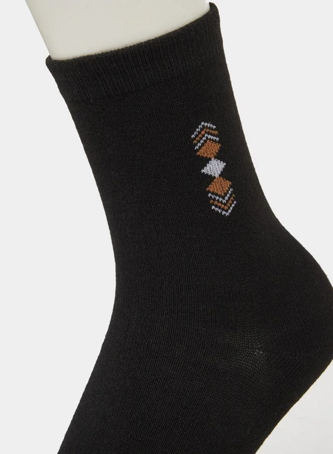 Styli  Pack of 5 - Multi-Color Minimal Diamond Detail Crew Socks for Men | Best Price UAE