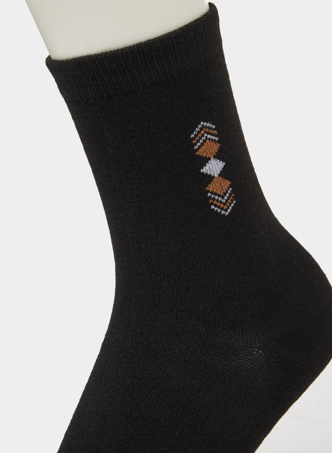 Styli Pack of 5 - Multi-Color Minimal Diamond Detail Crew Socks - Image 3