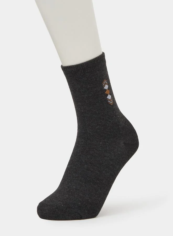 Styli  Pack of 5 - Multi-Color Minimal Diamond Detail Crew Socks for Men | Best Price UAE