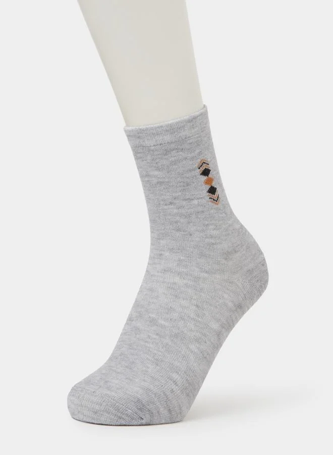 Styli  Pack of 5 - Multi-Color Minimal Diamond Detail Crew Socks for Men | Best Price UAE