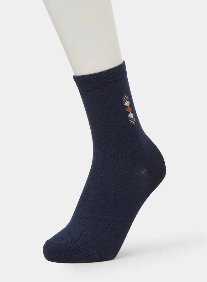 Styli  Pack of 5 - Multi-Color Minimal Diamond Detail Crew Socks for Men | Best Price UAE