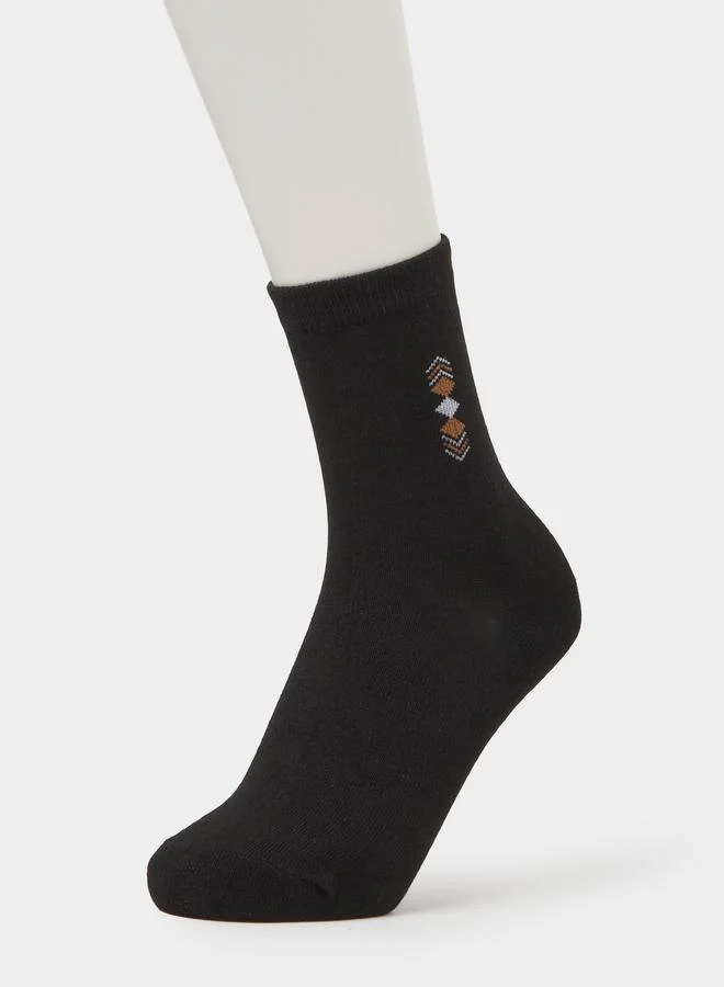Styli  Pack of 5 - Multi-Color Minimal Diamond Detail Crew Socks for Men | Best Price UAE