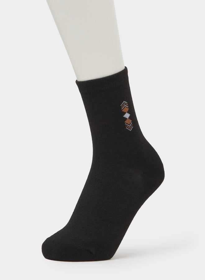 Styli Pack of 5 - Multi-Color Minimal Diamond Detail Crew Socks - Image 2
