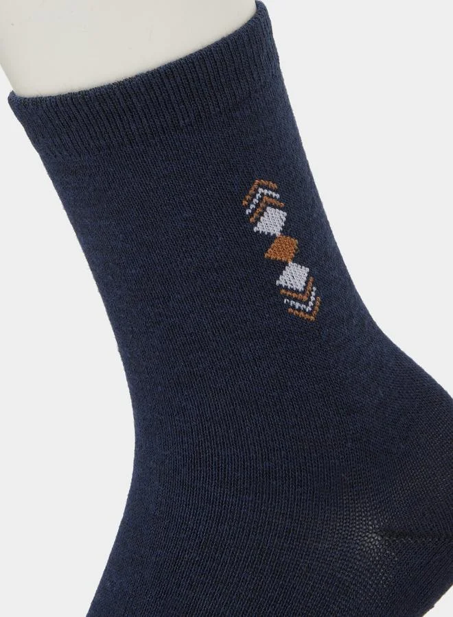 Styli  Pack of 5 - Multi-Color Minimal Diamond Detail Crew Socks for Men | Best Price UAE