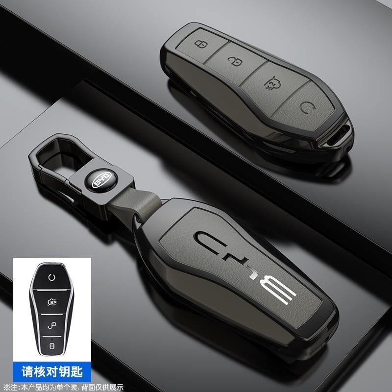 بي واي دي غطاء سلسلة مفاتيح من سبائك الزنك لسيارات BYD Qin PLUS و Seal 06 و Dolphin و Seagull و Qin L و Han DMI و Tang و Song Pro و Yuan - Image 1