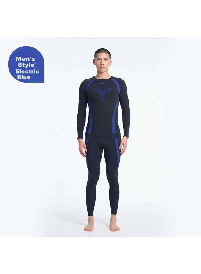 UTO Uto Men's Ski Compression Quick Dry Top Outdoor Sports Running Thermal Set Electric Blue 3xl