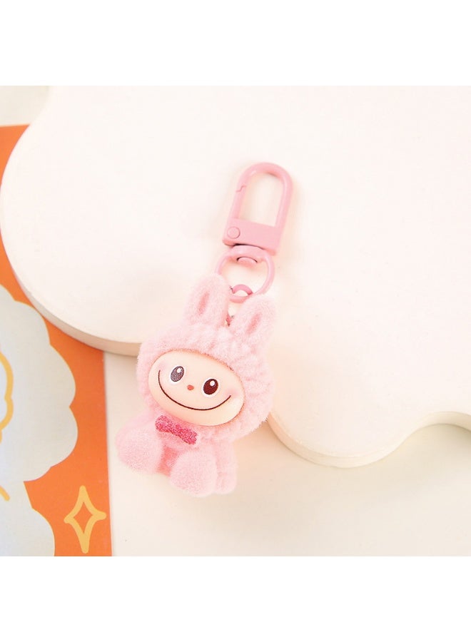 NIBEMINENT Resin Cartoon Cute Flocking LABUBU Keychain, Pendant Doll Accessory Key Chain Gift 