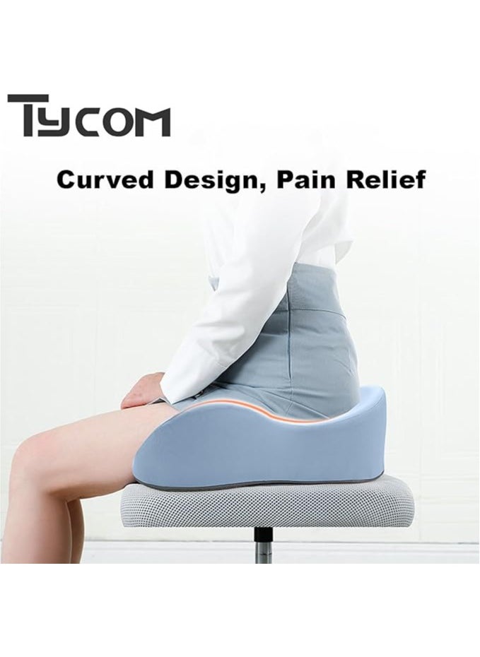 TYCOM Seat Cushion for Office Lumbar Support Pillow Chair Memory Foam Seat Cushion for Sciatica Back Support Pillow Chair Pads Reduce Tailbone Pressure 8 Shape Blue  - Image 2