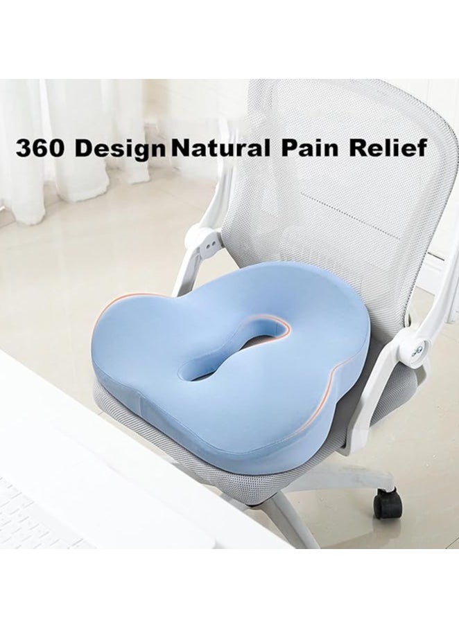 TYCOM Seat Cushion for Office Lumbar Support Pillow Chair Memory Foam Seat Cushion for Sciatica Back Support Pillow Chair Pads Reduce Tailbone Pressure 8 Shape Blue  - Image 3