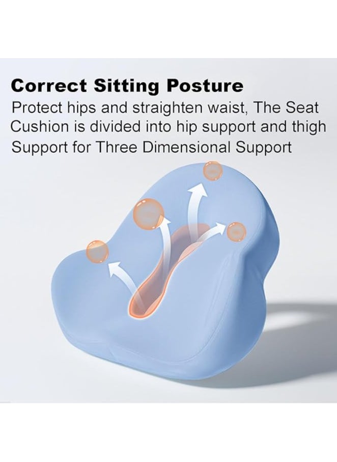 TYCOM Seat Cushion for Office Lumbar Support Pillow Chair Memory Foam Seat Cushion for Sciatica Back Support Pillow Chair Pads Reduce Tailbone Pressure 8 Shape Blue  - Image 4