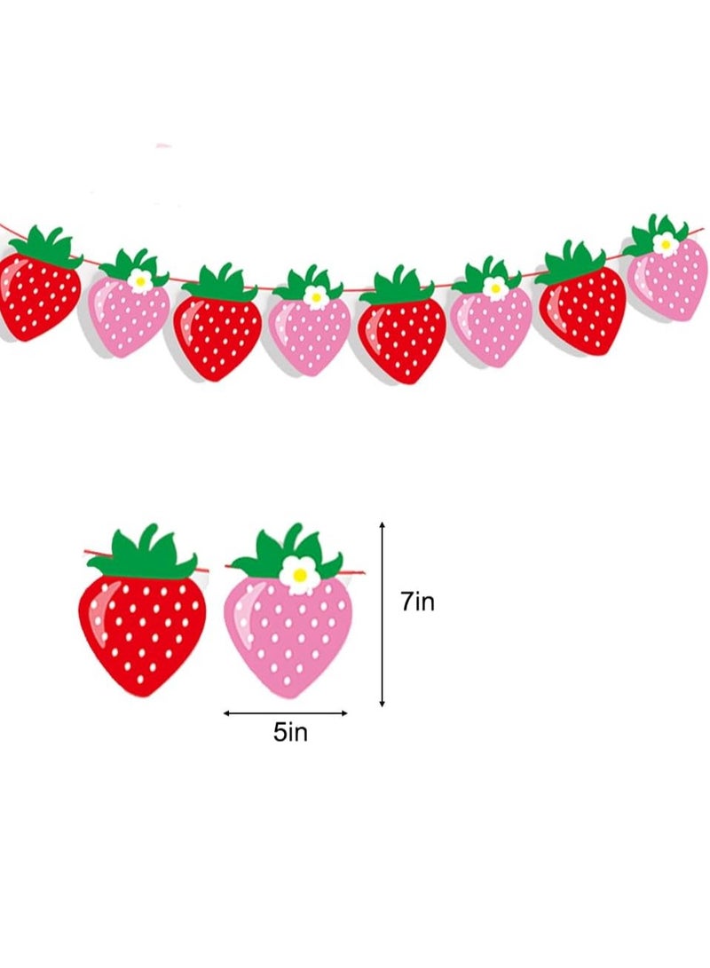 32 Pcs Berry First Birthday Decor Decorations Strawberry Hanging Banner Berry Garland for Strawberry Themed Party Favors Supplies Strawberry Fruit Themed Baby Shower Supplies (Red, Pink) - Image 3
