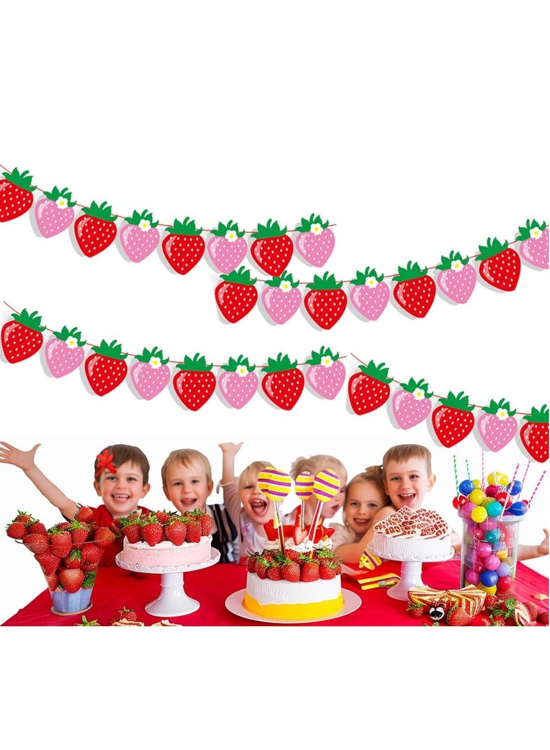 32 Pcs Berry First Birthday Decor Decorations Strawberry Hanging Banner Berry Garland for Strawberry Themed Party Favors Supplies Strawberry Fruit Themed Baby Shower Supplies (Red, Pink) - Image 4