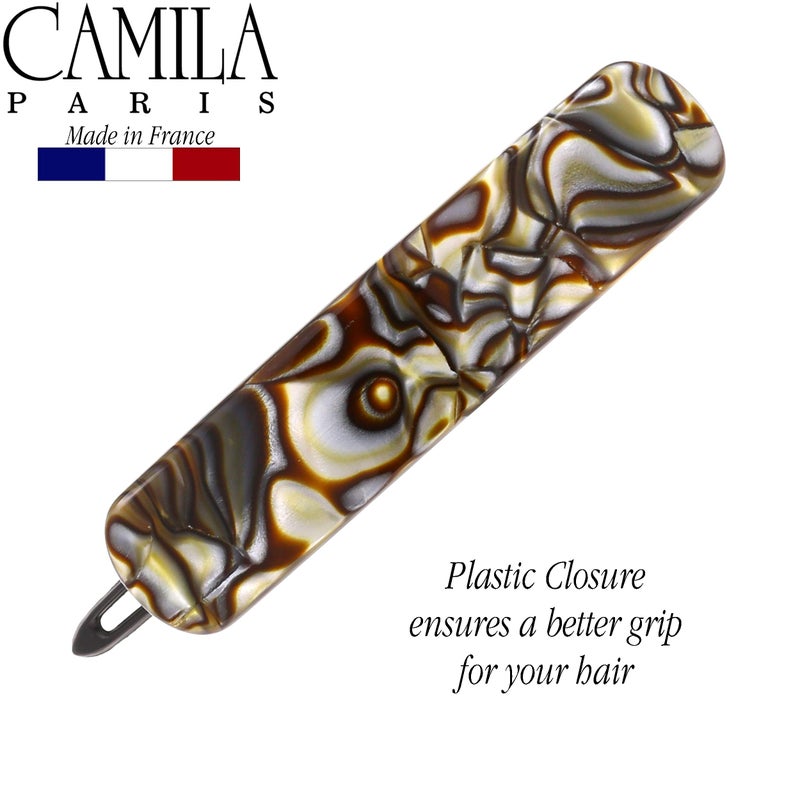 Camila Paris CP2817 French Hair Barrette Clip for Girls, Handmade, Onyx, Metal-Free Closure Strong Hold Grip Hair Clips for Women, No Slip and Durable Styling Girls Hair Accessories, Made in France - Image 2